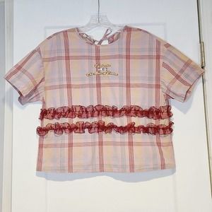 Tyakasha Bunny Plaid Ruffled Top